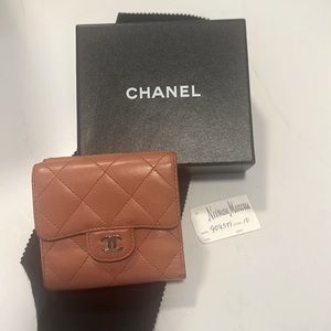 Coral/pink/orange Chanel wallet with box 2006.